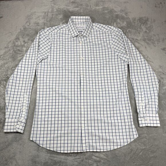 Mizzen Main Leeward Large Trim Fit Check Performance Button Up Long Sleeve Shirt - Picture 1 of 7